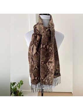 CASHMINK Winter Scarf Oblong Animal Print Reversible Snakeskin Fringe Cozy Soft